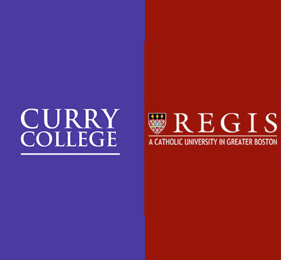 Curry College and Regis College logos