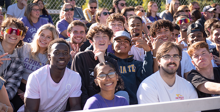 Students and alumni cheer on the Colonels Football team at Homecoming and Family Weekend