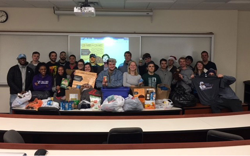 Public Relations students collect items for those in need.