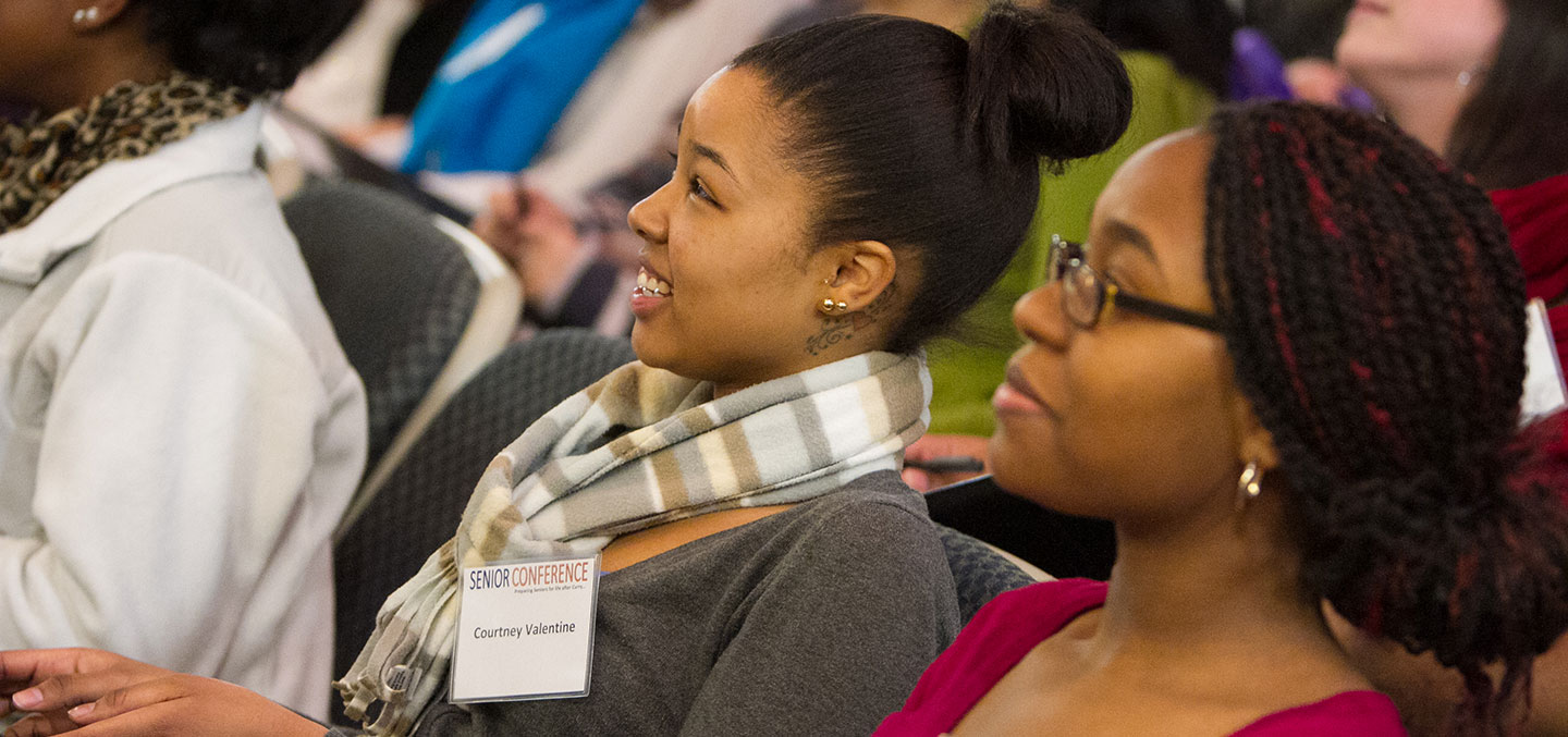 Students attend the Curry College Center for Career Development Senior Conference event
