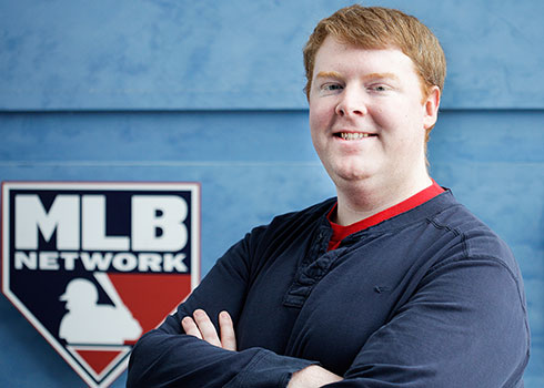 A Curry College Student interning at MLB Network