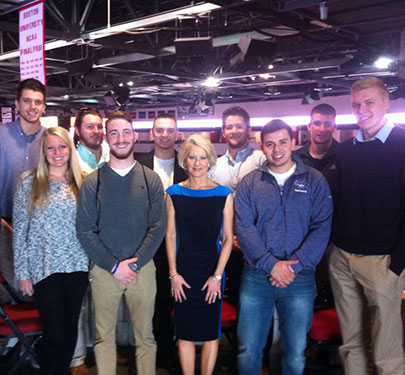 Curry College sports media students spent some time with longtime football broadcast journalist Andrea Kremer.