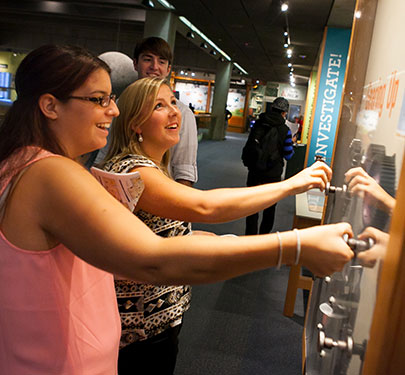Curry College Education students participate in a STEM education workshop at the Boston Museum of Science.