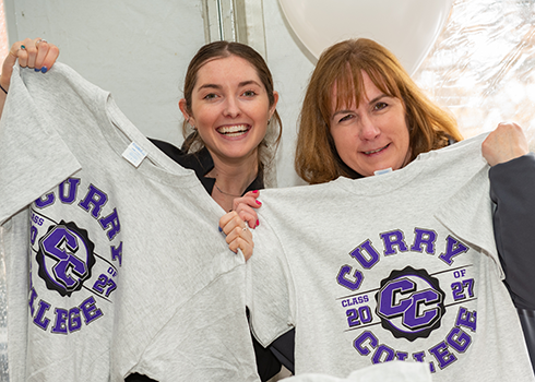 Admission Counselors with Curry College t-shirts