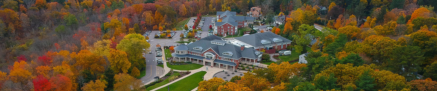 Apply to Curry College - fall campus photo from above