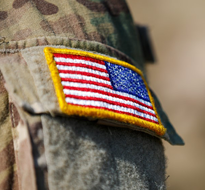 American Flag patch on a military uniform