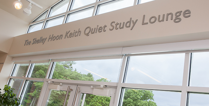 The Shelley Hoon Keith Quiet Study Lounge sign