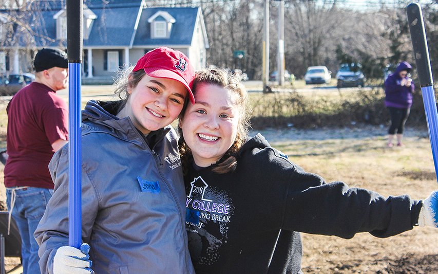 Curry College students perform community service