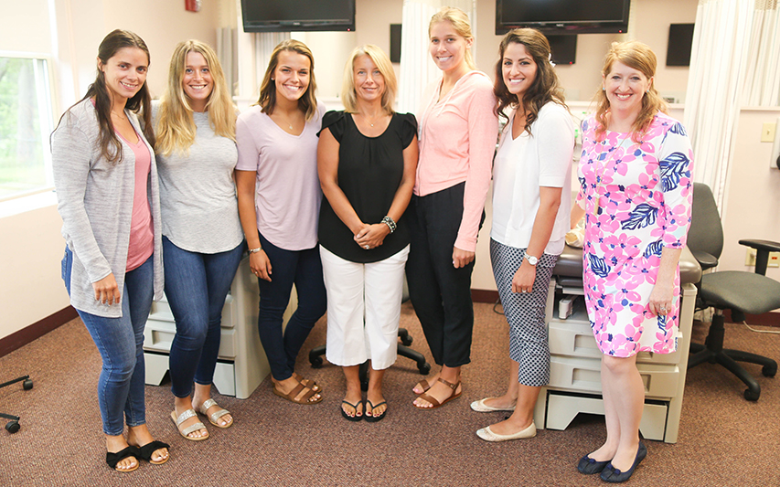 Tufts Clinical Scholars with Michelle Markey, Curry Clinical Faculty member (photo center); and Kate Ulep, Professional Development Director, Tufts Cardiovascular Center (photo right)