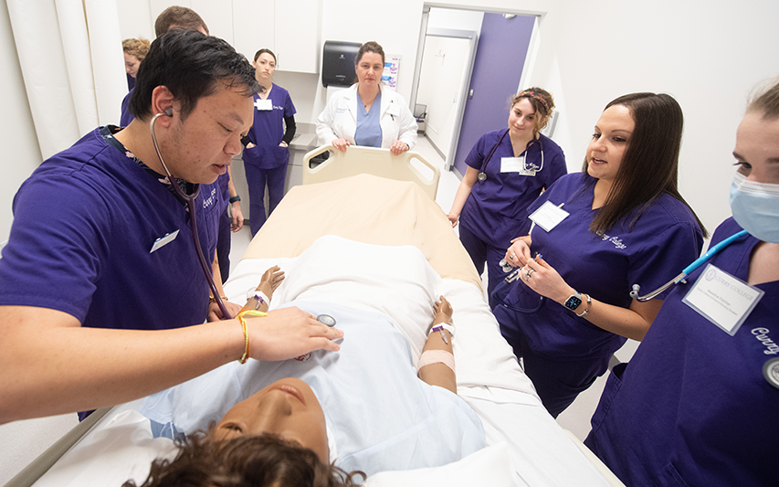 Curry College Nursing Students in the SIM Lab