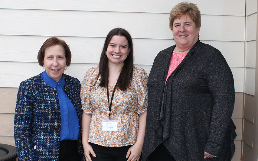 Sarah Doran '22 Poses with Two Curry Education Professors