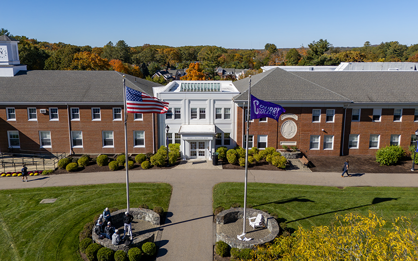 The Curry College academic quad shown from above