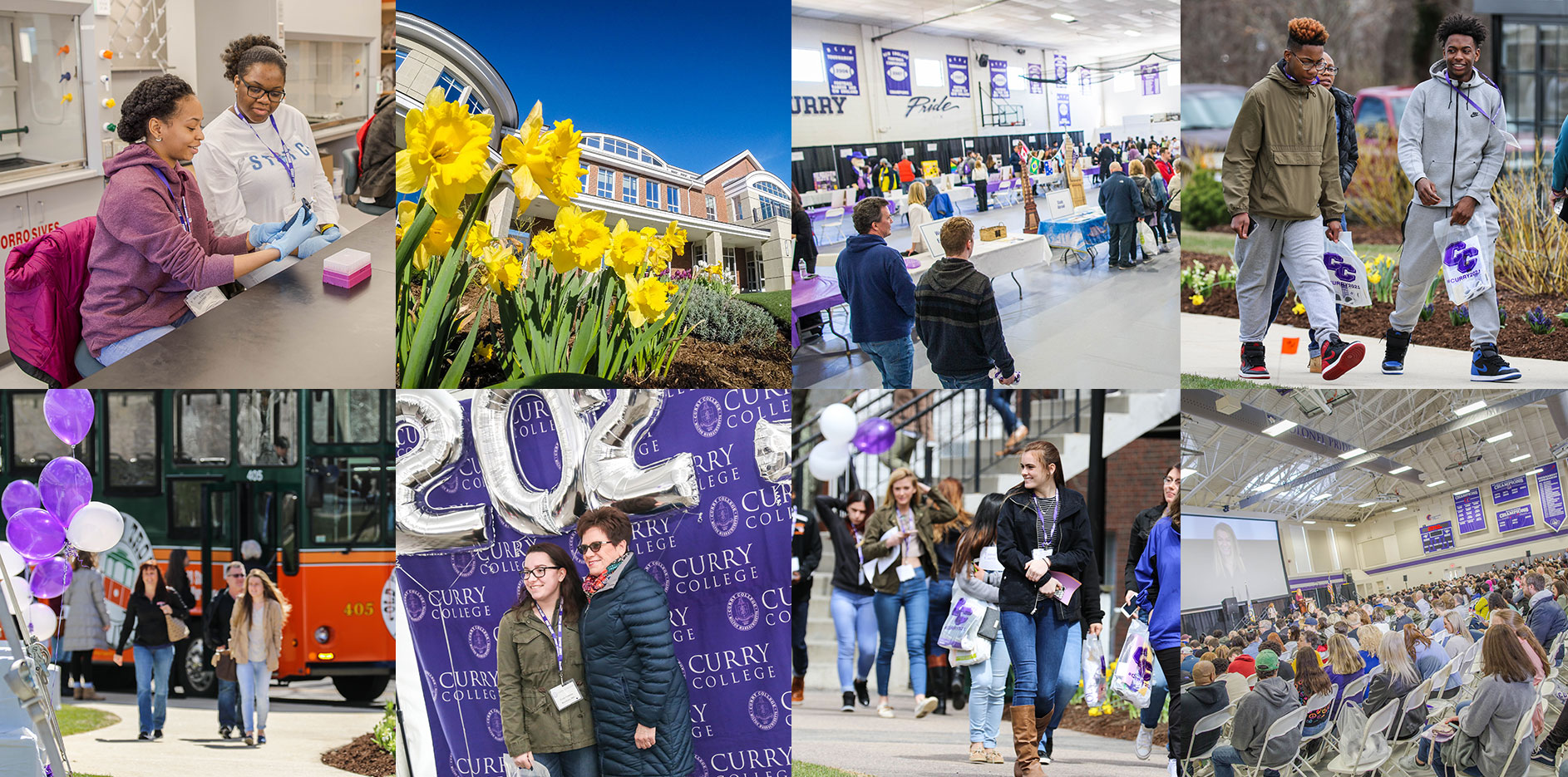 Curry College Accepted Student Day students volunteers hand out T-Shirts