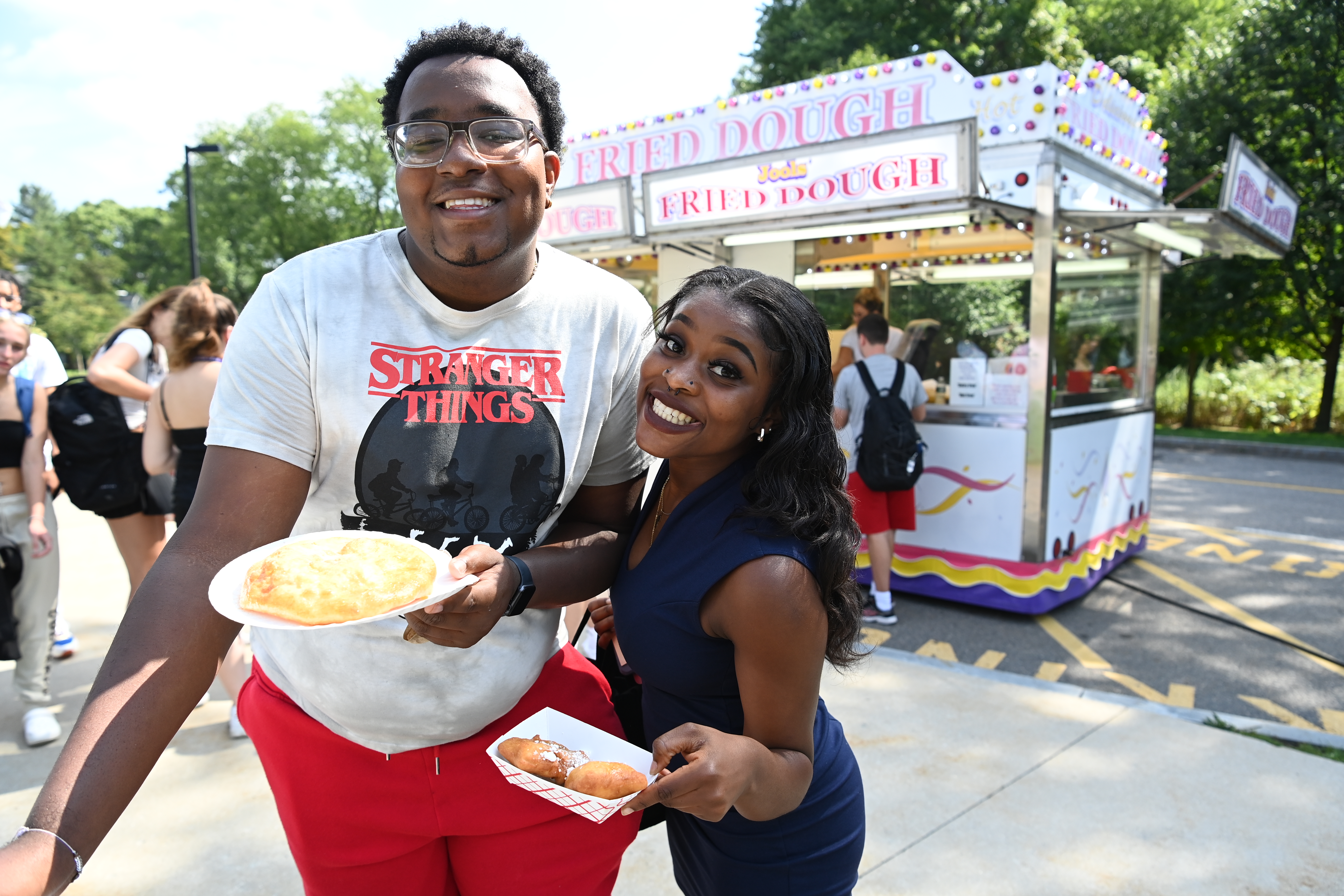 Students at the Food Trucks during Purple Pride Week