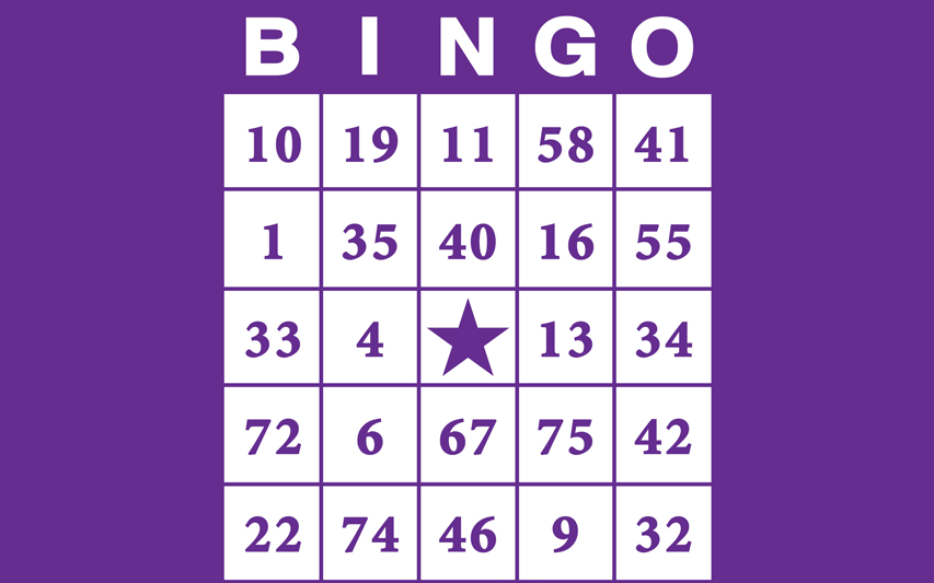 Purple BINGO card