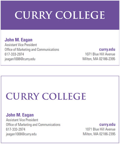 Curry College Business Card Options