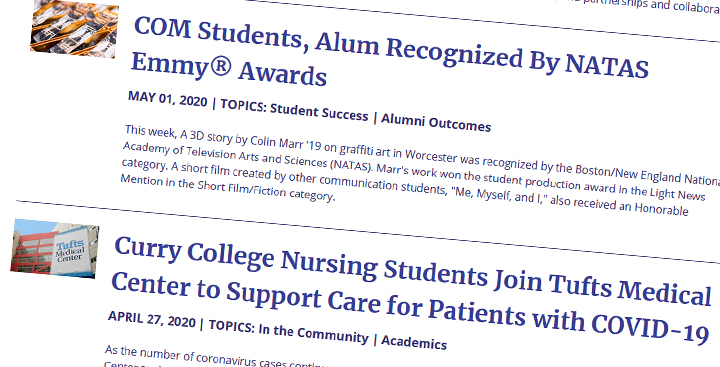 Curry College News Headlines