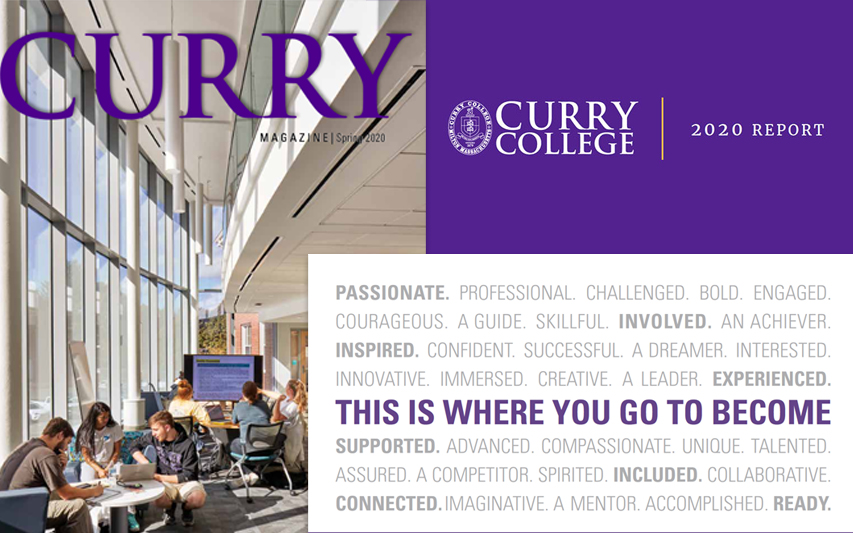 The Curry College wordmark approved and not approved states