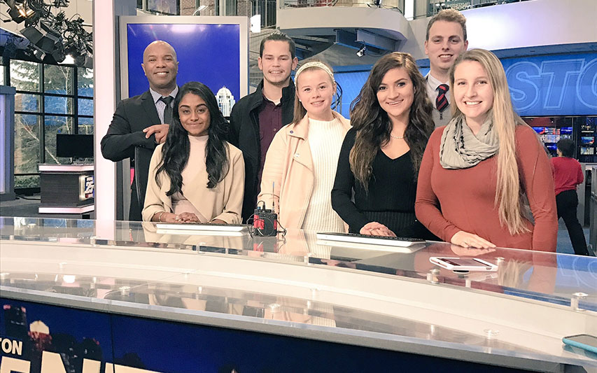 Communication students visit Boston 25 News