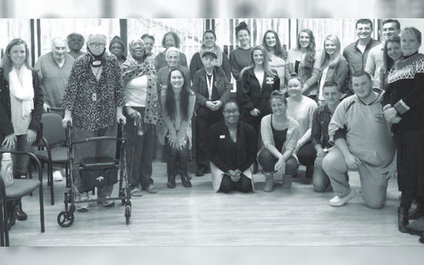 Senior citizens visit campus to join the School of Nursing students for lunch at the Curry College Student Center. 