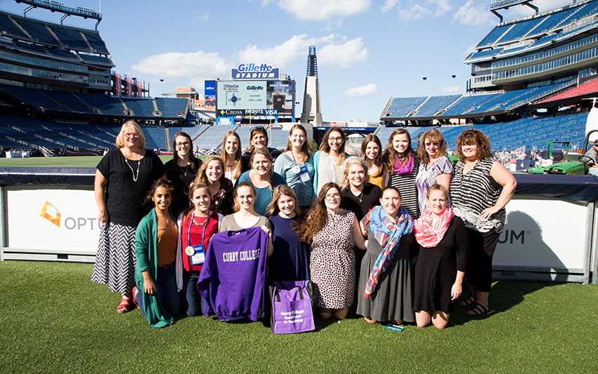 Education students at Gillette Stadium
