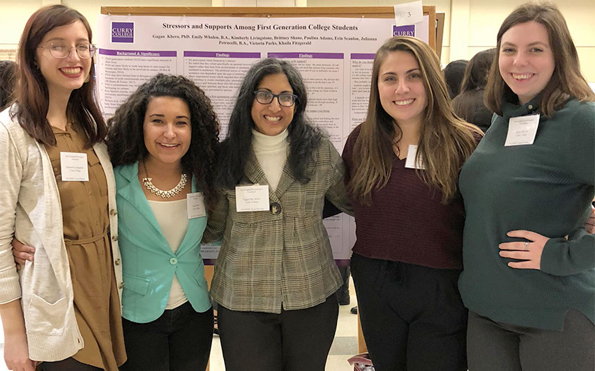 Curry College Psychology students, faculty and alumna pose for a photo at the 2018 NEPA Conference