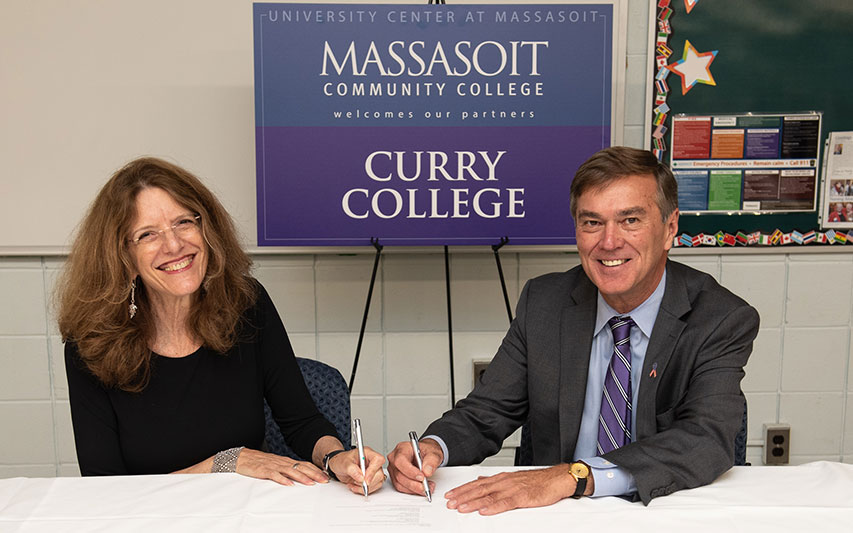 Massasoit President Dr. Gena Glickman and Curry College President Kenneth K. Quigley, Jr.