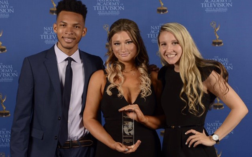 Curry College award winners Zach Dervil '19, Lindsey Mason '18, and Kelsey Davis '19