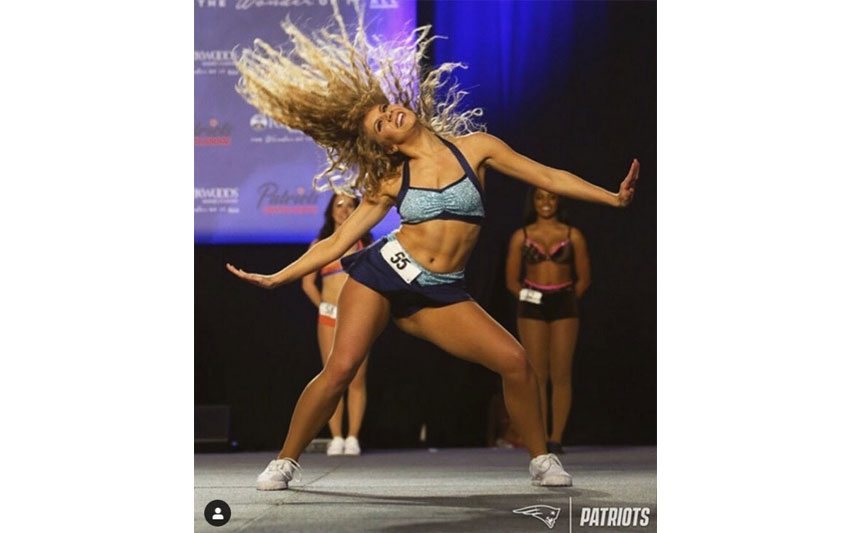 Kaitlyn Morris '18 during her tryout with the New England Patriots Cheerleading Squad