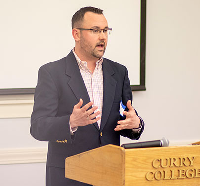 The event featured remarks from Bobby Nolet '08, director of operations for the Plymouth Area Chamber of Commerce.