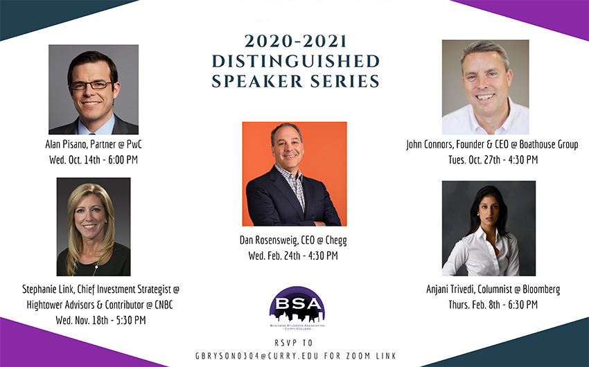 Business Student Association Announces 2020-2021 Distinguished Speaker Series 