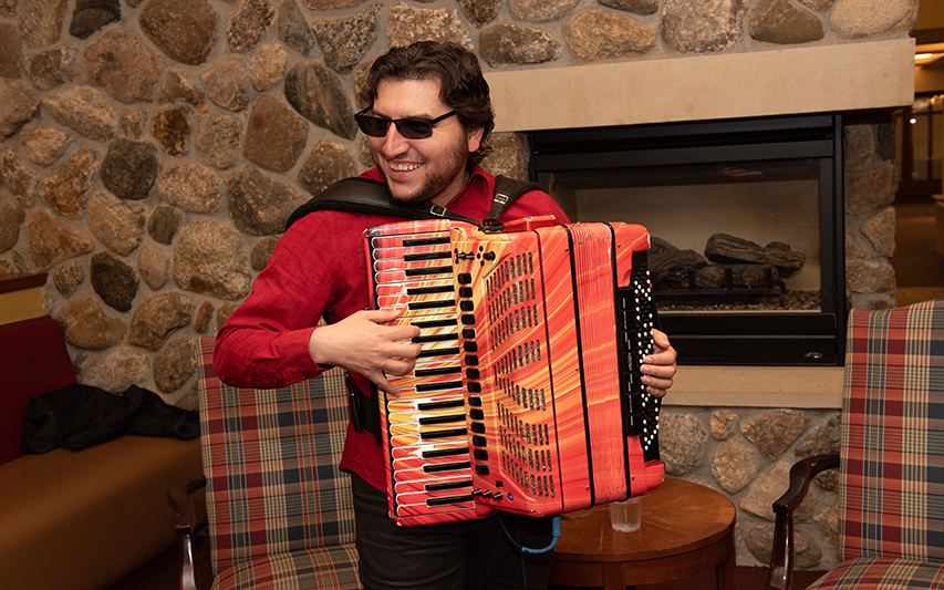 Award-winning accordion player Cory Pesaturo plays the accordion at Italian Heritage Day