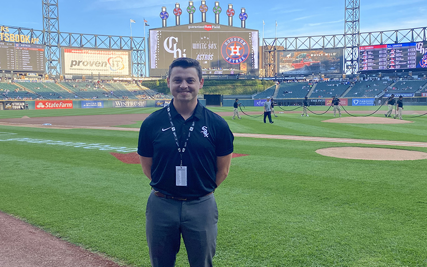 Nic Clark '22 Poses at Chicago White Sox Stadium