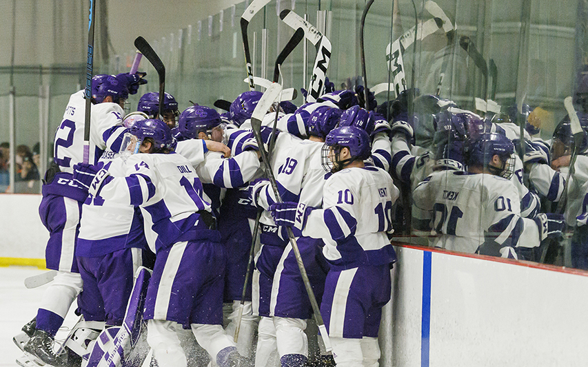 Men's Ice Hockey Celebrates First Round Win