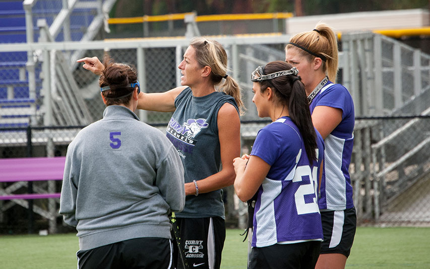 Caitlin Roberts instructs Women's Lacrosse student-athletes.