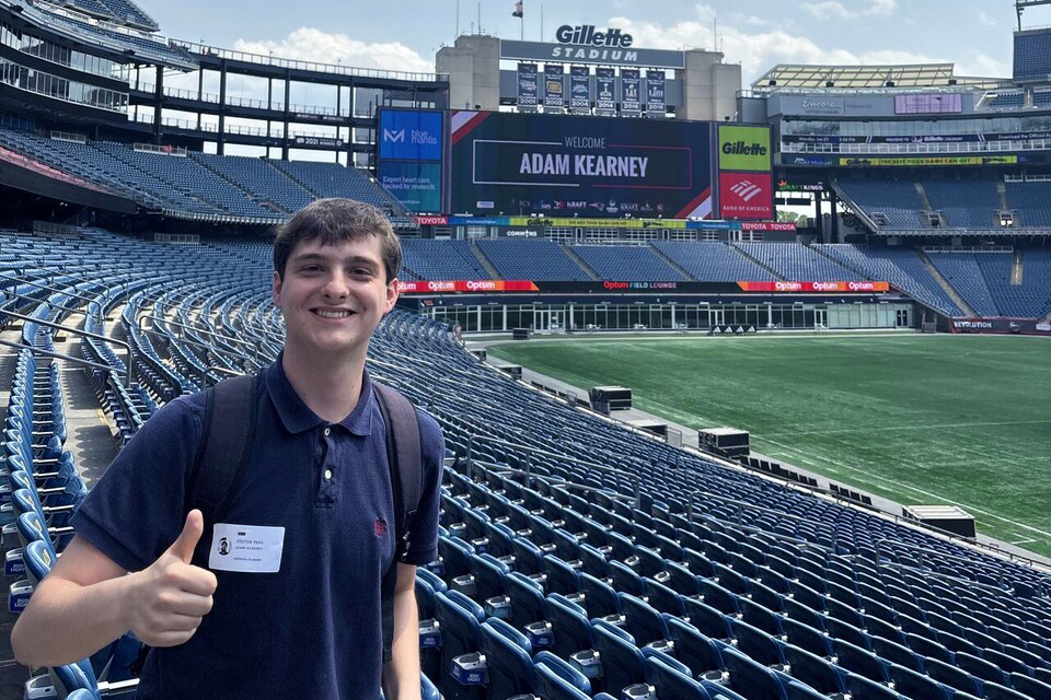 Adam poses at Gillette Stadium