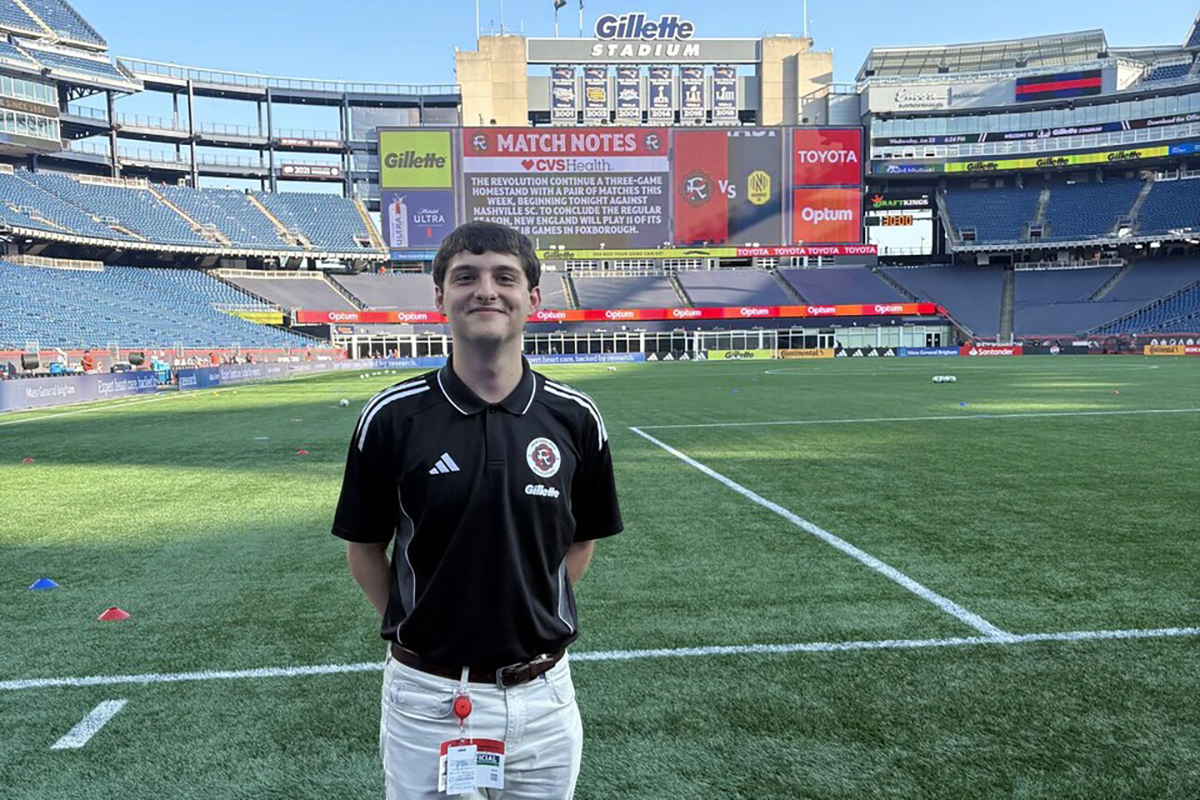 Adam poses at Gillette Stadium