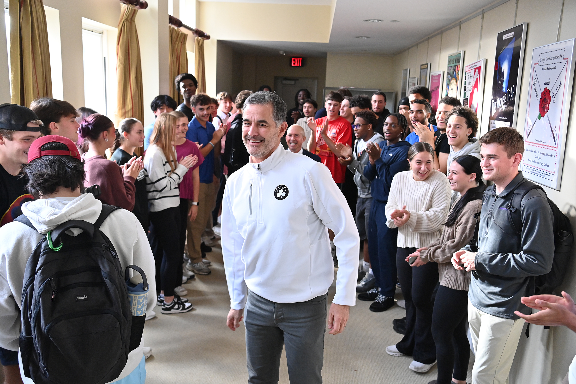 Bill Chisholm laughs with students