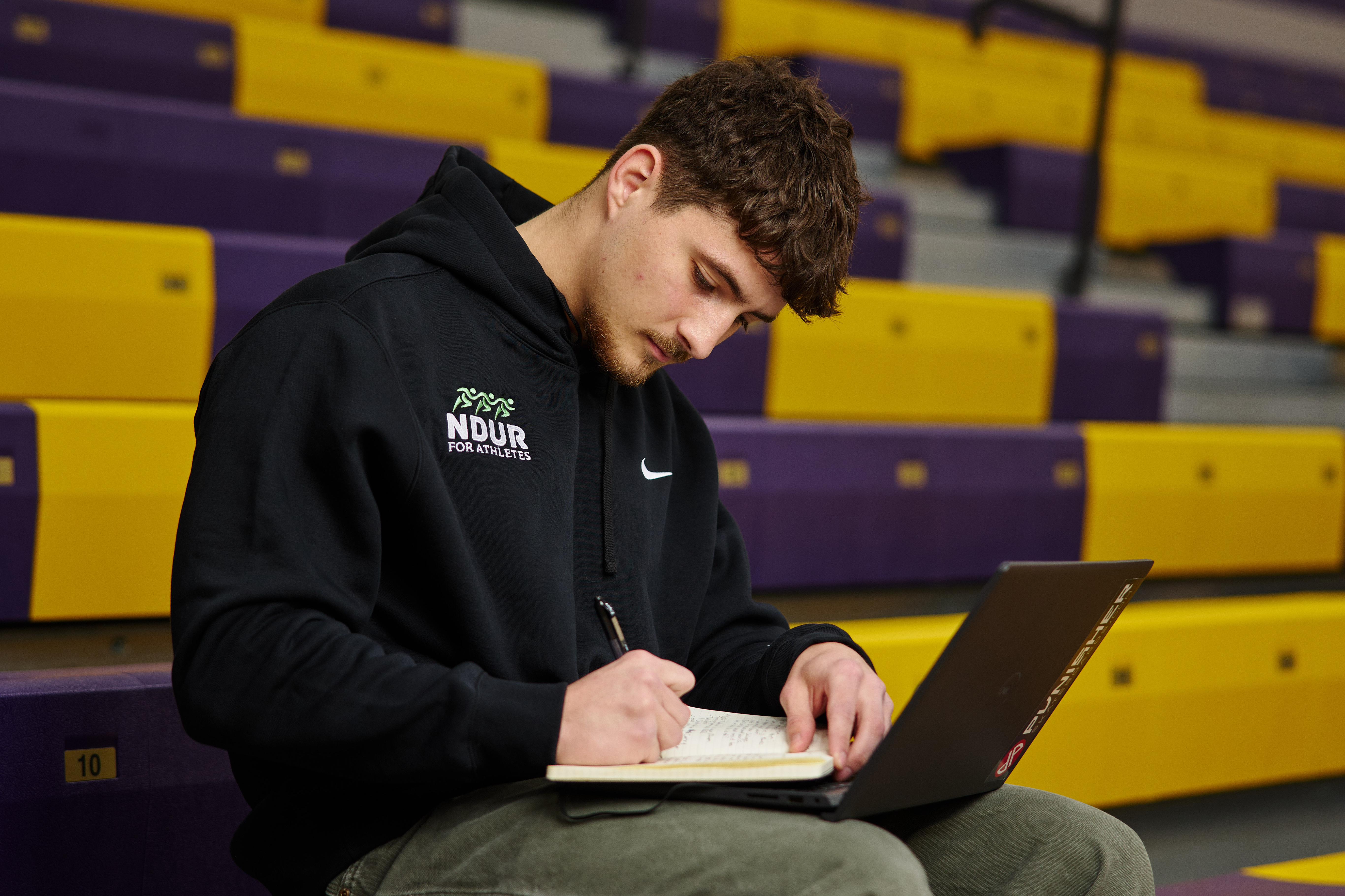 Brendan writes in notes in katz gym 