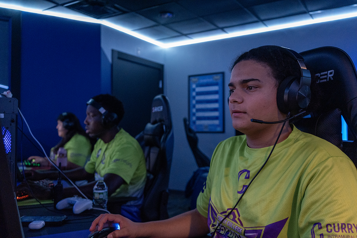 Student plays a video game