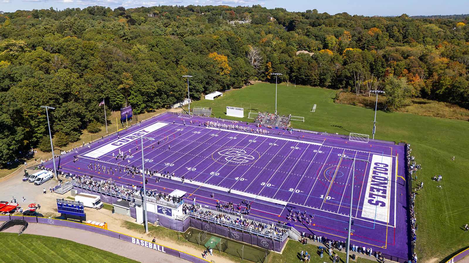 purple turf Drone footage of homecoming