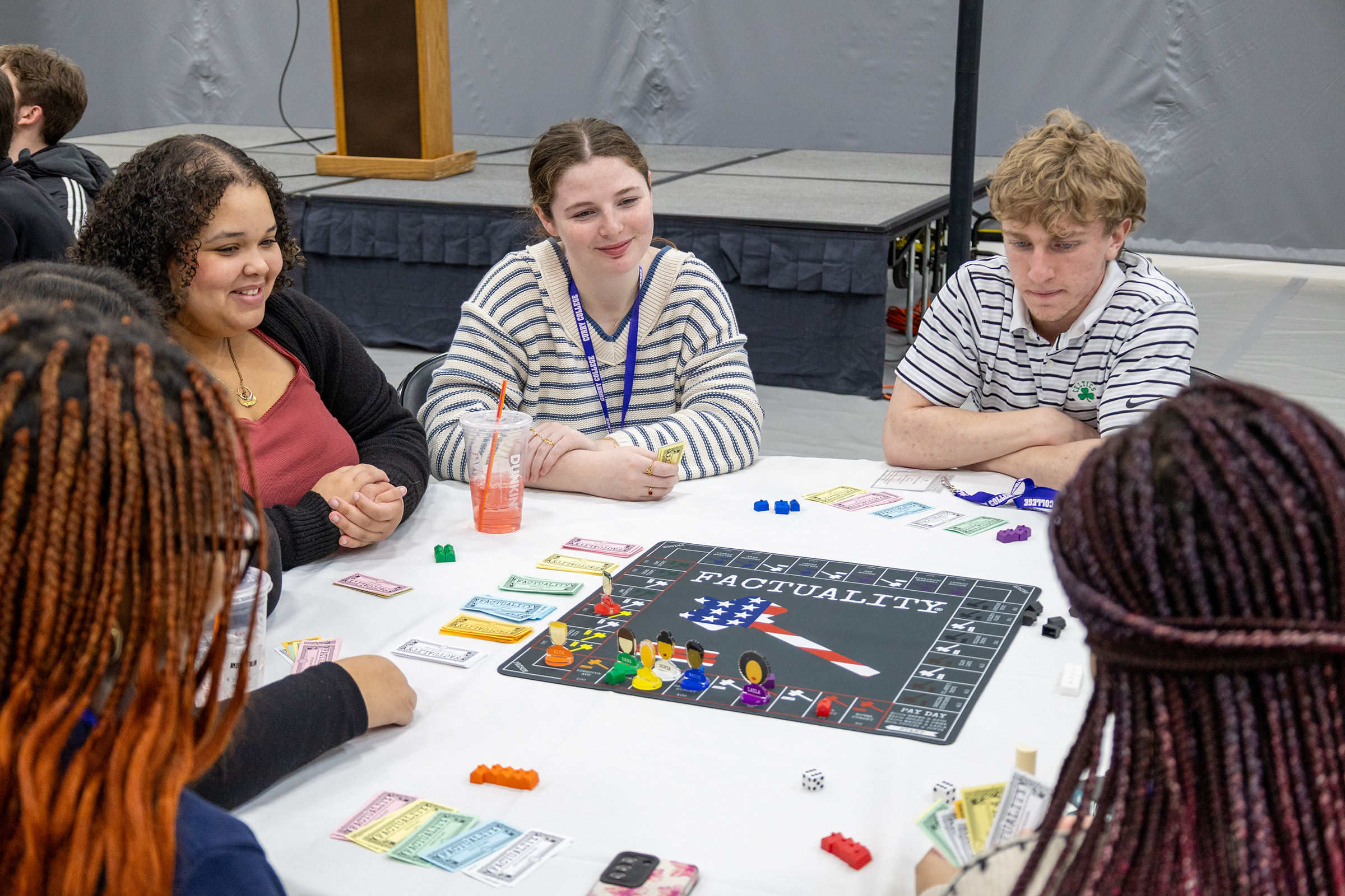 Student play factuality game at Leadership Conference