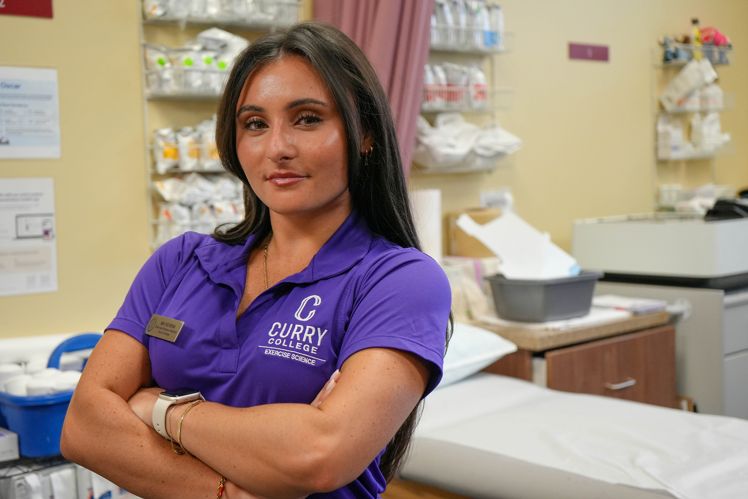 Mia poses in her clinical setting