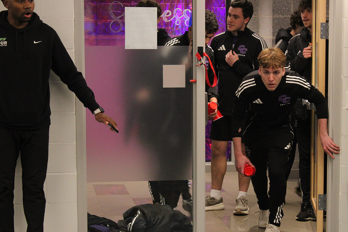 student gets ready to take off in running race