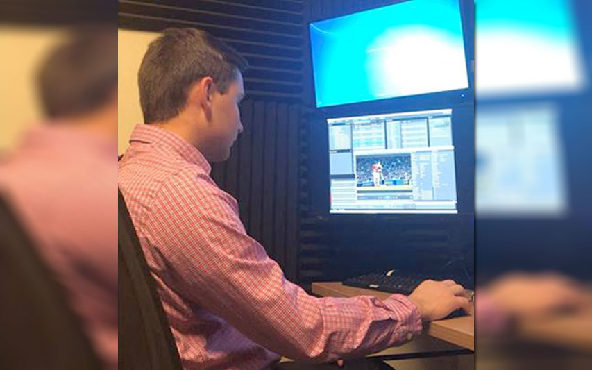 TJ Deinstadt, Class of 2019, logs clips and finds key plays for a documentary on the latest Red Sox season and World Series win.