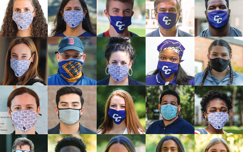 Curry Magazine Homepage collage of students in masks
