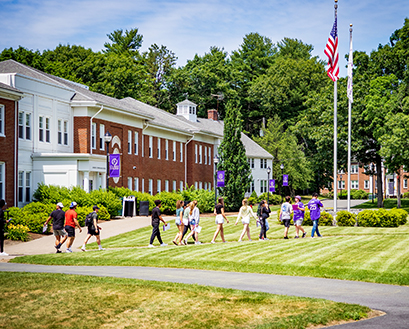 Student gather on academic quad