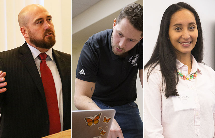Peter Ginnetty '15, MACJ '17, Erica Money '19, M.Ed. '20, Brooke Matthews, MBA '18