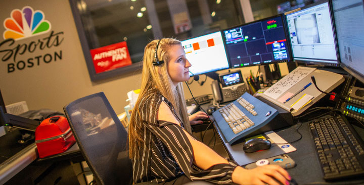 A Curry College student interns at NBC Sports Boston