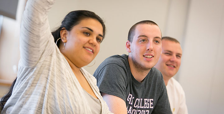 Curry College students participate in a First-Year course